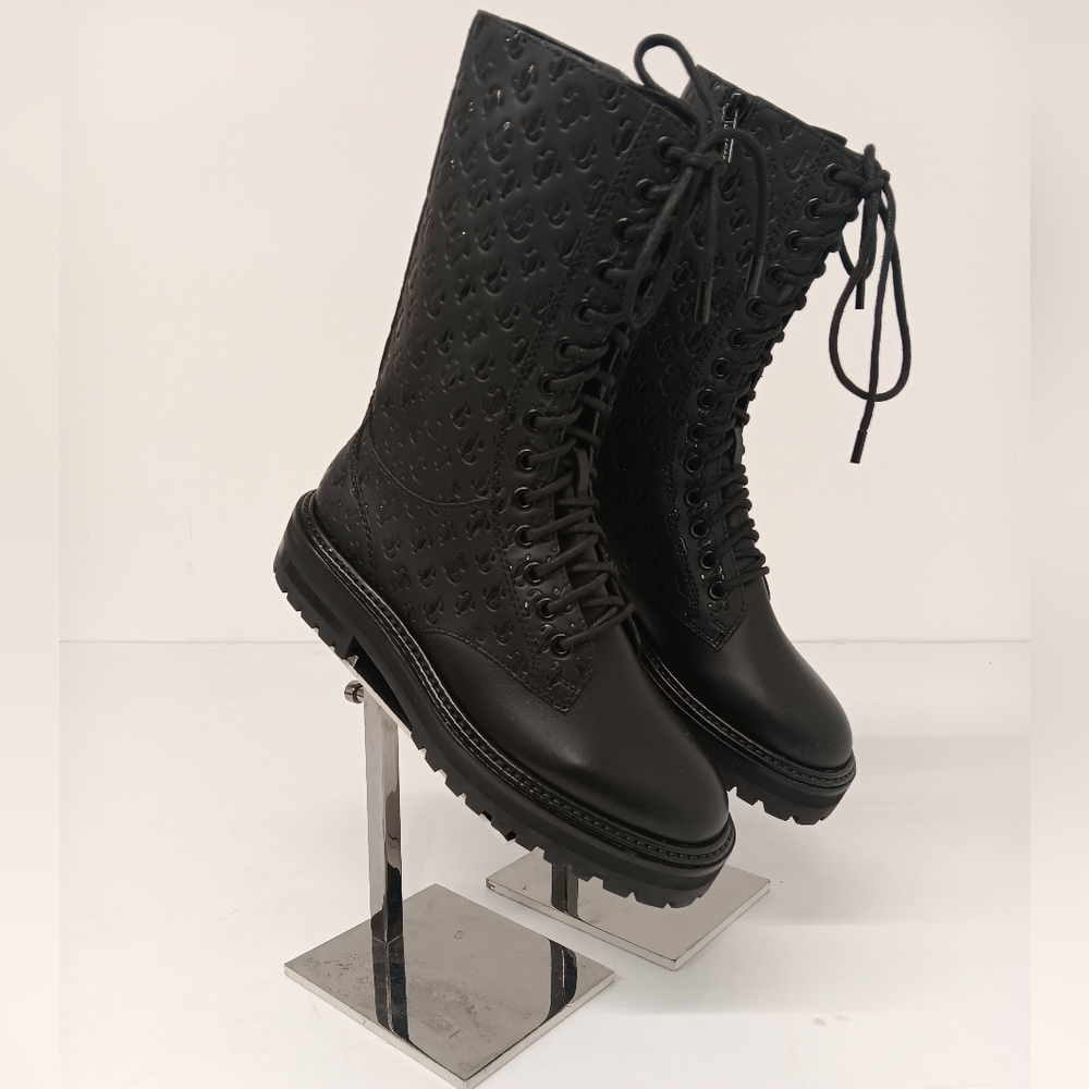 Jimmy Choo Women's Cora Logo Debossed Combat Boots